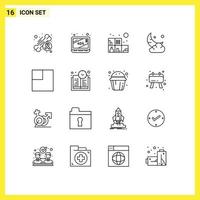 Set of 16 Commercial Outlines pack for scale new home cloud cresent Editable Vector Design Elements