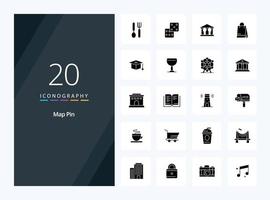 20 Map Pin Solid Glyph icon for presentation vector