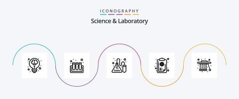 paquete de iconos de la línea de ciencia 5 que incluye física. lógica. experimento. conocimiento. portapapeles vector