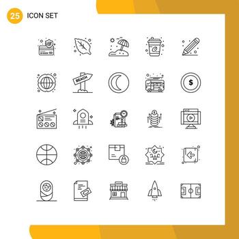 User Interface Pack of 25 Basic Lines of communication school vacation ruler takeout Editable Vector Design Elements