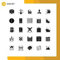 Pack of 25 Modern Solid Glyphs Signs and Symbols for Web Print Media such as sent email factory logo clone Editable Vector Design Elements