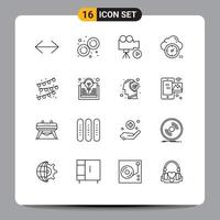 Set of 16 Modern UI Icons Symbols Signs for buntings timer camera time video Editable Vector Design Elements