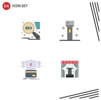 Set of 4 Modern UI Icons Symbols Signs for search engine creditcard devices products hacking Editable Vector Design Elements