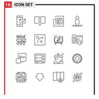 16 Universal Outlines Set for Web and Mobile Applications decorations celebration article user avatar Editable Vector Design Elements