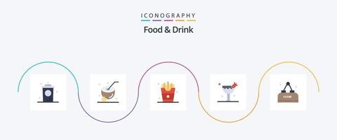 Food And Drink Flat 5 Icon Pack Including food. cocktail. drink. food vector