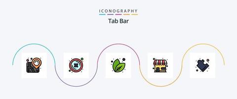 Tab Bar Line Filled Flat 5 Icon Pack Including . puzzle. nature. complex. shop vector