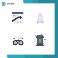 Editable Vector Line Pack of 4 Simple Flat Icons of arrow travel report spaceship device Editable Vector Design Elements