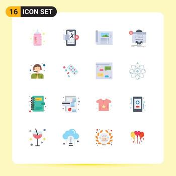 Modern Set of 16 Flat Colors and symbols such as website globe design progress photo Editable Pack of Creative Vector Design Elements