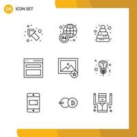 Set of 9 Commercial Outlines pack for red photo toy image user Editable Vector Design Elements