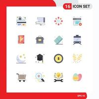 Pack of 16 Modern Flat Colors Signs and Symbols for Web Print Media such as book documents interface content disease Editable Pack of Creative Vector Design Elements