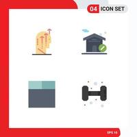 Mobile Interface Flat Icon Set of 4 Pictograms of emotional wireframe intelligence house gym Editable Vector Design Elements