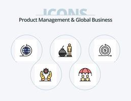 Product Managment And Global Business Line Filled Icon Pack 5 Icon Design. global organization. modern. return. management. modern vector