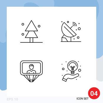 Stock Vector Icon Pack of 4 Line Signs and Symbols for forest user tree orbit id Editable Vector Design Elements