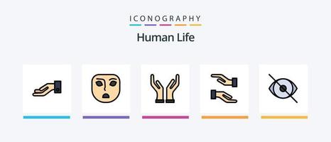 Human Line Filled 5 Icon Pack Including . share. mask. Creative Icons Design vector