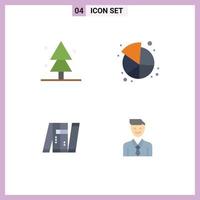 paquete de línea vectorial editable de 4 iconos planos simples de pastel de árbol autónomo forestal elementos de diseño vectorial editables inteligentes vector