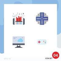 4 Universal Flat Icons Set for Web and Mobile Applications finance cloud finance datacenter technology Editable Vector Design Elements