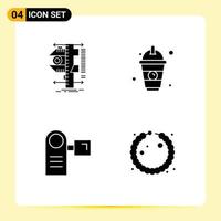 Editable Vector Line Pack of Simple Solid Glyphs of measure camcorder physics drink electric Editable Vector Design Elements