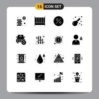 Set of 16 Modern UI Icons Symbols Signs for star car finance medical healthcare Editable Vector Design Elements