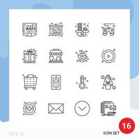 User Interface Pack of 16 Basic Outlines of free remote balance game pad coins Editable Vector Design Elements