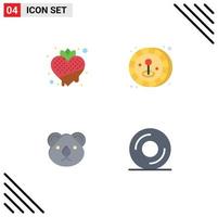 4 User Interface Flat Icon Pack of modern Signs and Symbols of food australia vegetarian joystick kangaroo Editable Vector Design Elements