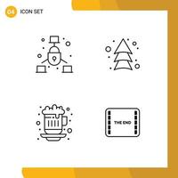 4 Universal Filledline Flat Colors Set for Web and Mobile Applications communication hot coffee security up tea Editable Vector Design Elements