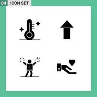 4 Universal Solid Glyph Signs Symbols of medical encourage weather upload hand Editable Vector Design Elements