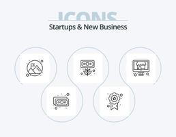 Startups And New Business Line Icon Pack 5 Icon Design. sheets. documents. money. support. lifebuoy vector