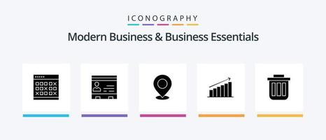 paquete de iconos de glifo 5 de negocios modernos y elementos esenciales de negocios que incluye marcador. mapa. negocio. localización. gente. diseño de iconos creativos vector