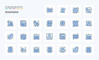 paquete de 25 iconos azules de comercio electrónico vector