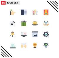 Group of 16 Flat Colors Signs and Symbols for media audio cloud music temperature Editable Pack of Creative Vector Design Elements