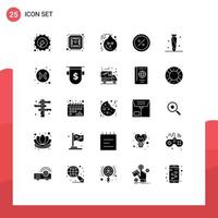 Mobile Interface Solid Glyph Set of 25 Pictograms of online commerce bomb e commerce Editable Vector Design Elements