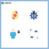 User Interface Pack of 4 Basic Flat Icons of egg human maintenance fix padlock Editable Vector Design Elements