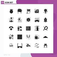 25 iconos creativos signos y símbolos modernos de elementos de diseño de vector editables de tarjeta de hardware de banner de video de globo