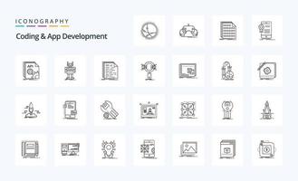 25 Coding And App Development Line icon pack vector