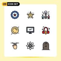 paquete de iconos vectoriales de stock de 9 signos y símbolos de línea para el clima sol estrella de mar solución de verano elementos de diseño vectorial editables vector