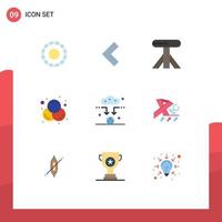 9 Flat Color concept for Websites Mobile and Apps health wifi table signal antenna Editable Vector Design Elements