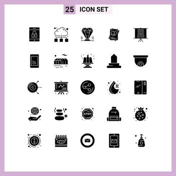 25 User Interface Solid Glyph Pack of modern Signs and Symbols of data easter value eggs passpoet Editable Vector Design Elements
