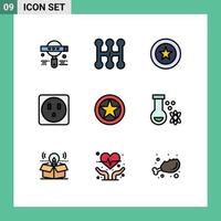 paquete de iconos de vector de stock de 9 signos y símbolos de línea para elementos de diseño de vector editables de socket de insignia de premio de medalla de rango