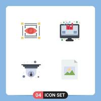 4 Thematic Vector Flat Icons and Editable Symbols of visual security eye growth document Editable Vector Design Elements
