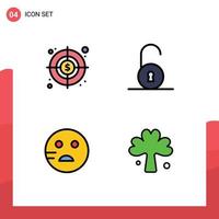 4 Filledline Flat Color concept for Websites Mobile and Apps business clover unlocked sad ireland Editable Vector Design Elements