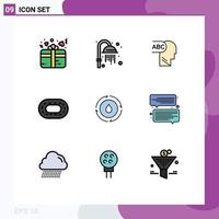 Set of 9 Modern UI Icons Symbols Signs for message chat stadium nature water Editable Vector Design Elements