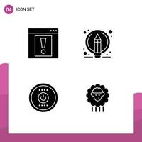 Set of 4 Modern UI Icons Symbols Signs for contact electricity web pen power Editable Vector Design Elements