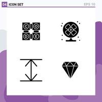 Set of 4 Modern UI Icons Symbols Signs for code expand education fan jewel Editable Vector Design Elements