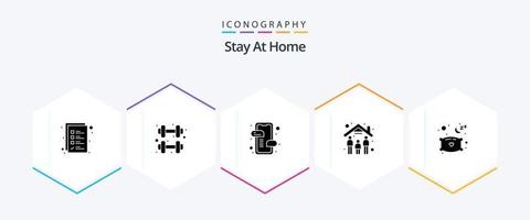 Stay At Home 25 Glyph icon pack including rest. relax. mobile. pillow. quarantine vector