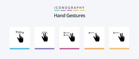 Paquete de iconos de glifo 5 de gestos con las manos, incluidos los dedos. mano. toque. gestos izquierdas diseño de iconos creativos vector