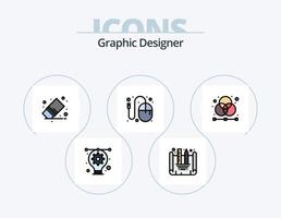 diseño de icono de paquete de 5 iconos llenos de línea de diseñador gráfico. diseño. gráfico. diseño. diseñador. creativo vector