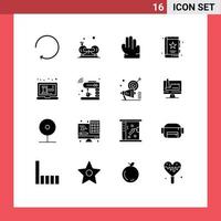 Solid Glyph Pack of 16 Universal Symbols of online auction grab seo business Editable Vector Design Elements