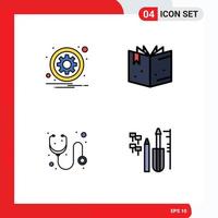 4 Universal Filledline Flat Color Signs Symbols of circle hospital setting education stethoscope Editable Vector Design Elements