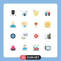 grupo de símbolos de iconos universales de 16 colores planos modernos del acuerdo de impuestos comerciales primavera paquete editable de elementos de diseño de vectores creativos