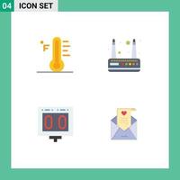 Pictogram Set of 4 Simple Flat Icons of cloud scoreboard sun router sports Editable Vector Design Elements